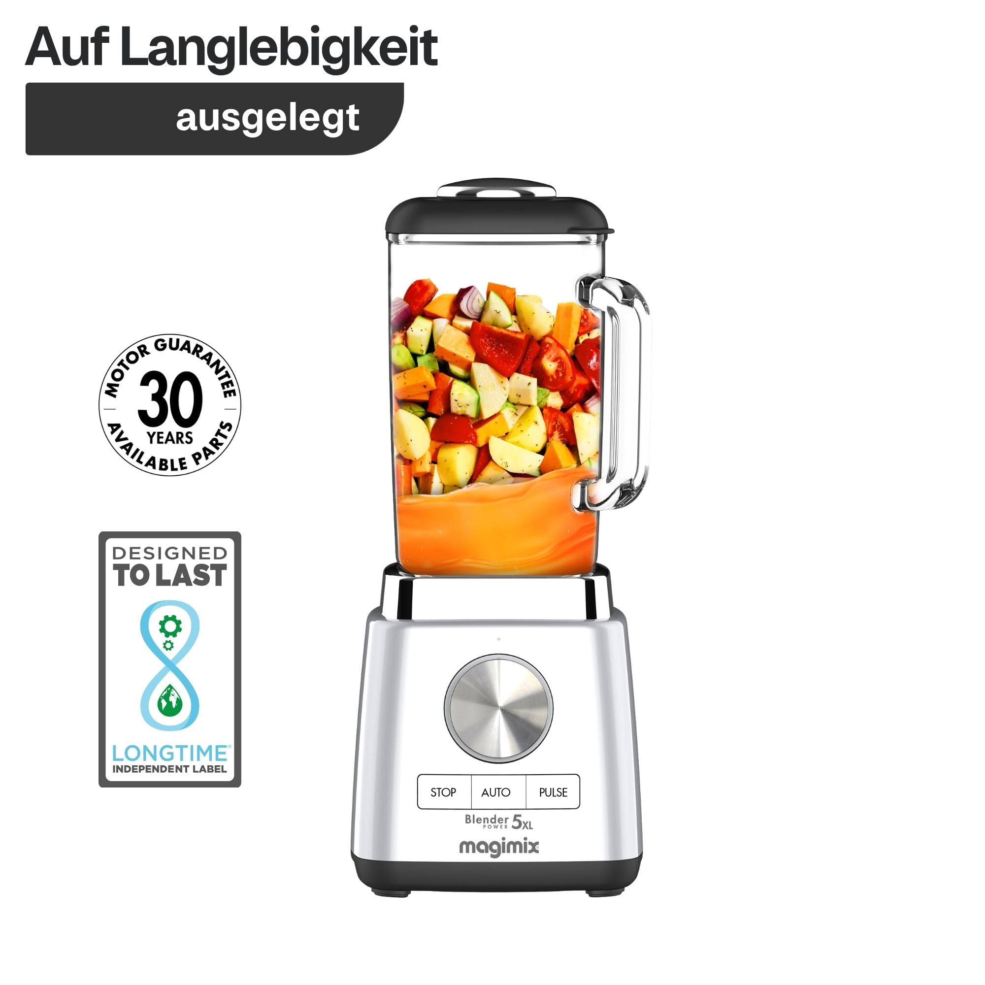 magimix Power 5 XL Standmixer | 1500W Motor, 2L Nutzkapazität, Glas-Krug aus Borosilikat, Für Smoothies & Suppen