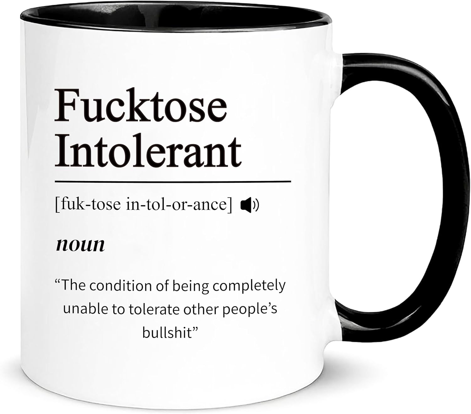 Fucktose Intolerant Definition Mug, Funny Coffee Cup, Sarcastic Gift, Swear Word, Profanity Quote, Rude Humour, 11oz Ceramic Coffee Mug/Tea Cup