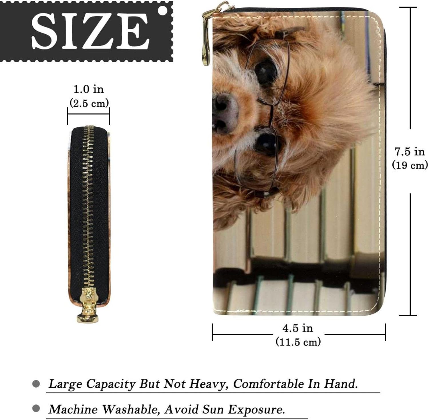 シュナウザー/犬 定期入れ/パスケース 革/レザー メール便送料無料 日本製【VANCA/バンカクラフト革物語】 [WOSHJIUK] ラージ ウォレット PU レザー カード ホルダー,犬の読書、女性用と男性用の小銭入れ収納