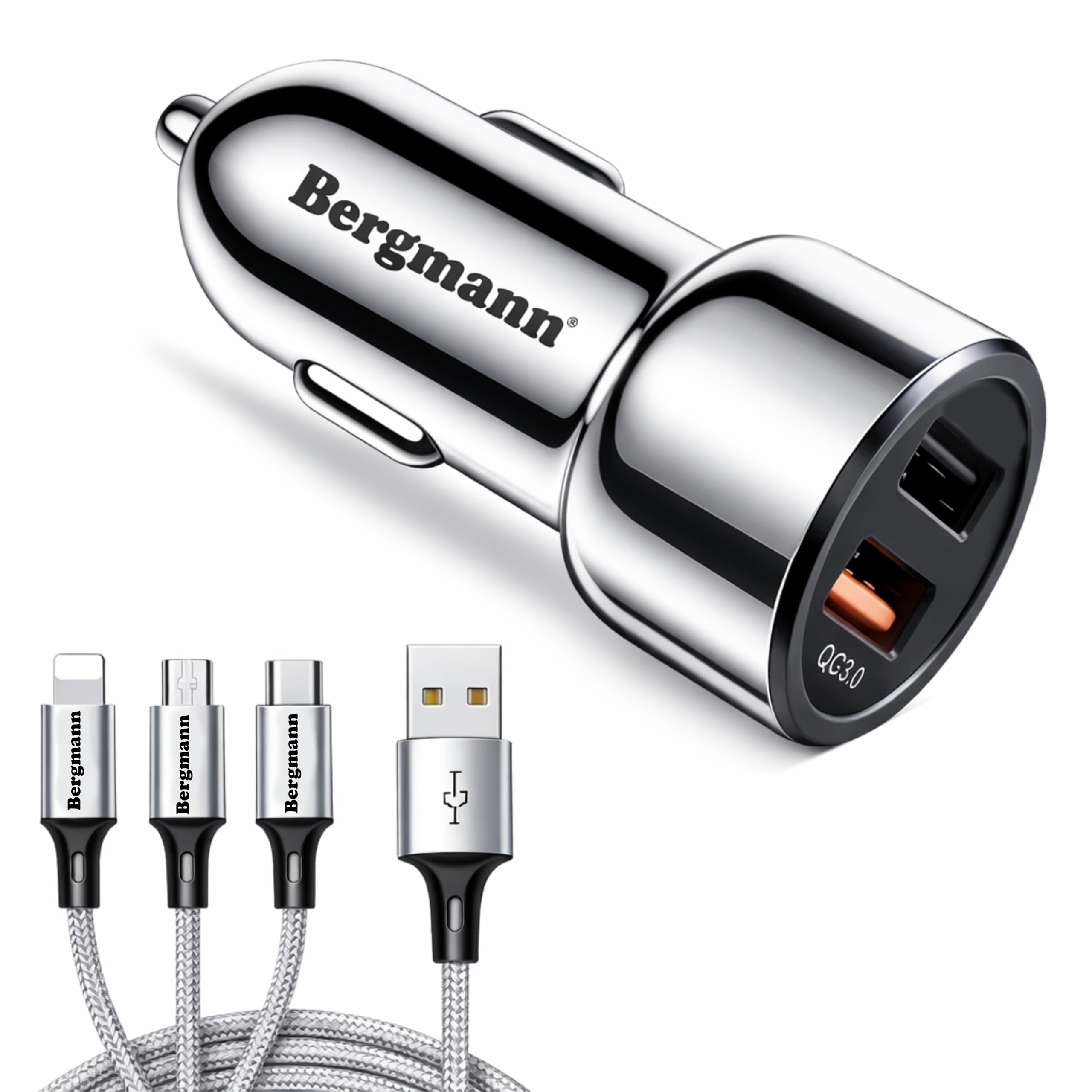 Bergmann CarGenius XXF-3 Car Charger QC3.0 with 3-in-1 USB Cable-image-7