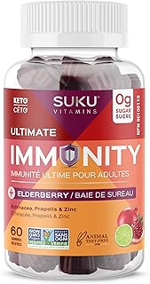 Suku Vitamins - Ultimate Immunity Elderberry Gummies for Immune Support, Immunity Vitamins with Echinacea and Propolis, Sugar-and-Gluten-Free Non-Gmo Gummy Vitamins, 60 Counts