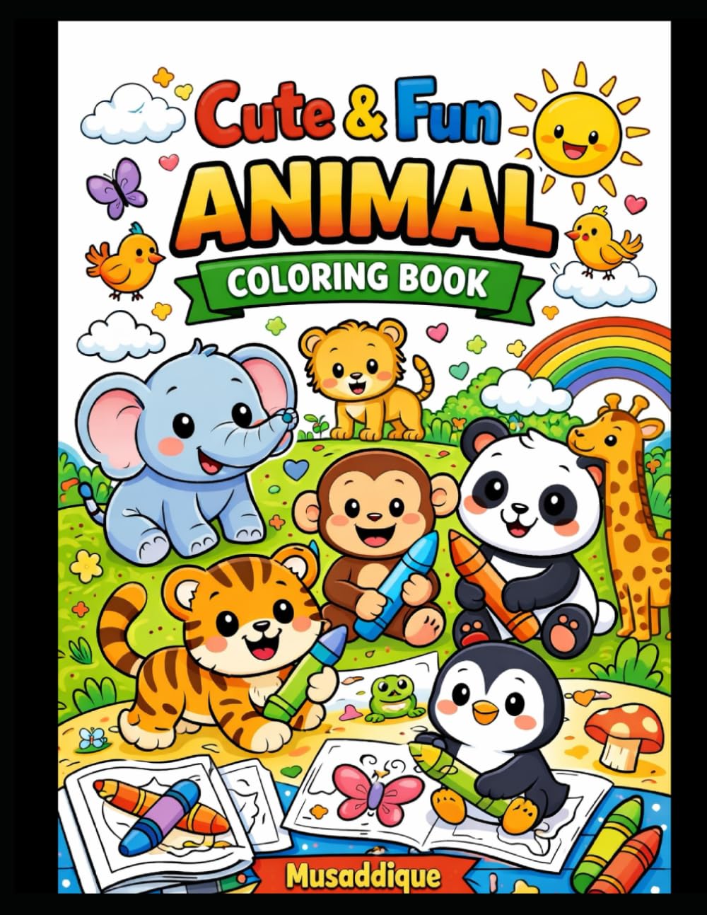 Cute Animal Coloring Book for Kids: Fun and Easy Animal Coloring Pages for Kids Ages 3–6 | Bold Outlines, Simple Designs for Toddlers and Preschoolers