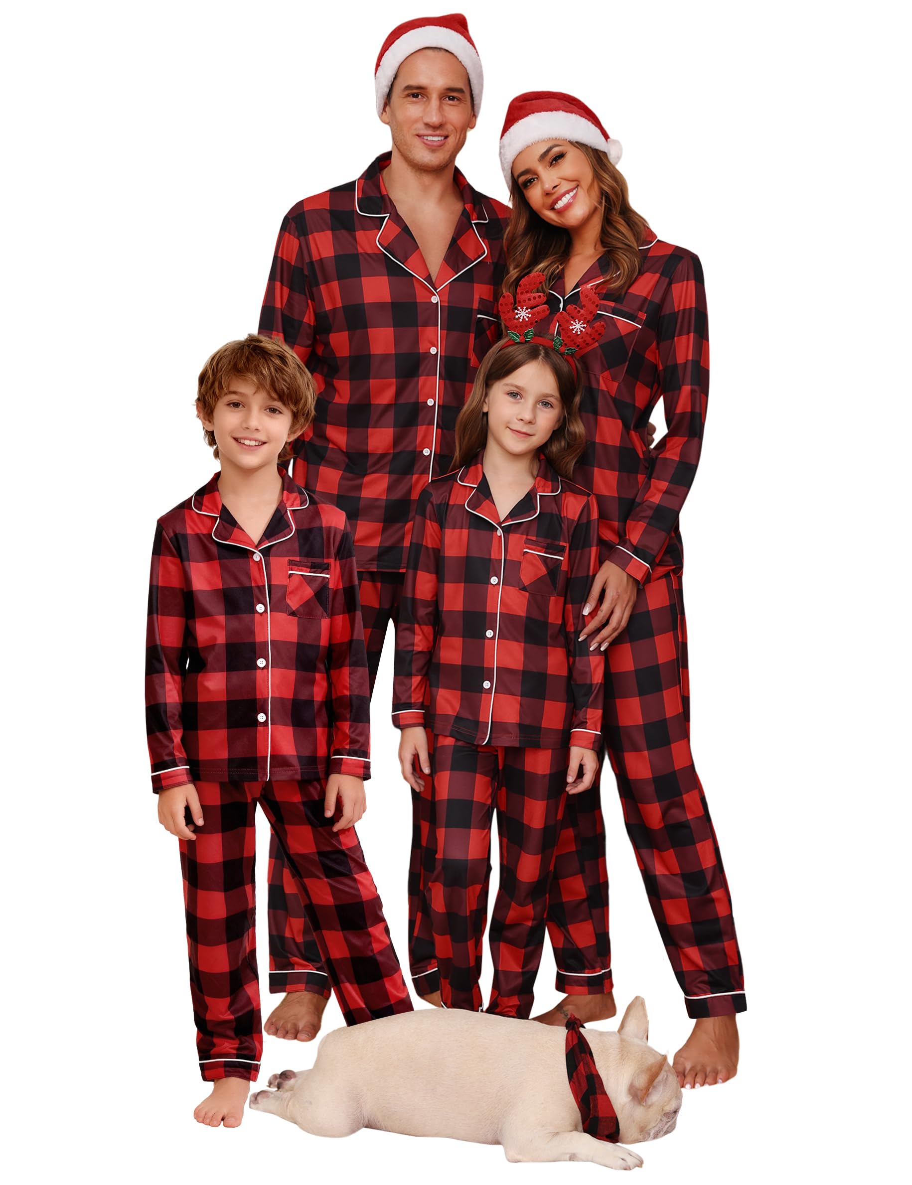 iClosam Christmas Family Matching Pajamas Long Sleeve Button Down Pj Set Festival Party Sleepwear