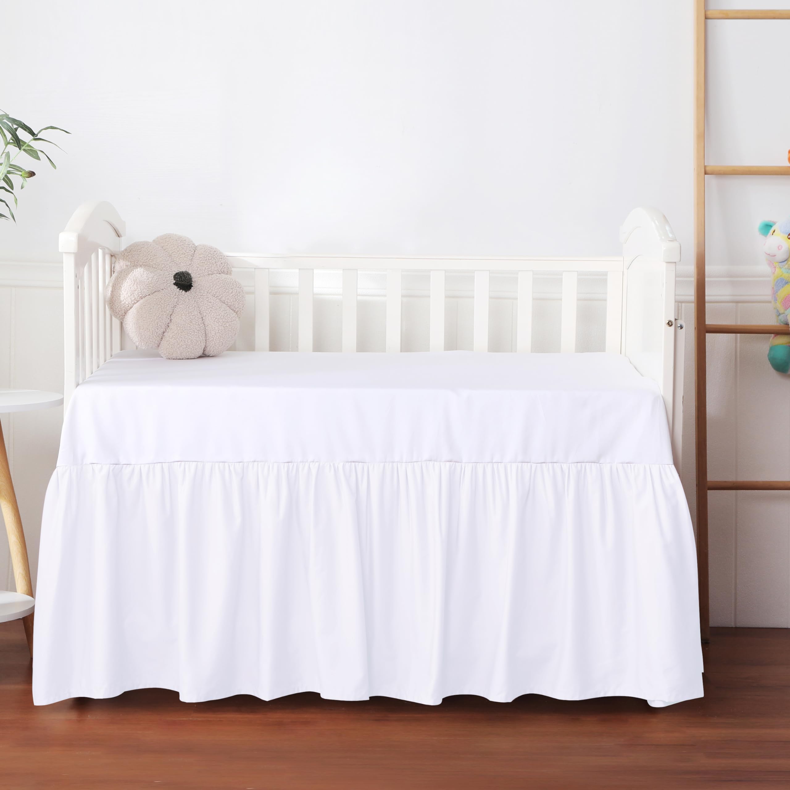 Crib Bumpers Blue TILLYOU Lilac Pleated Crib Skirt, 100% Natural