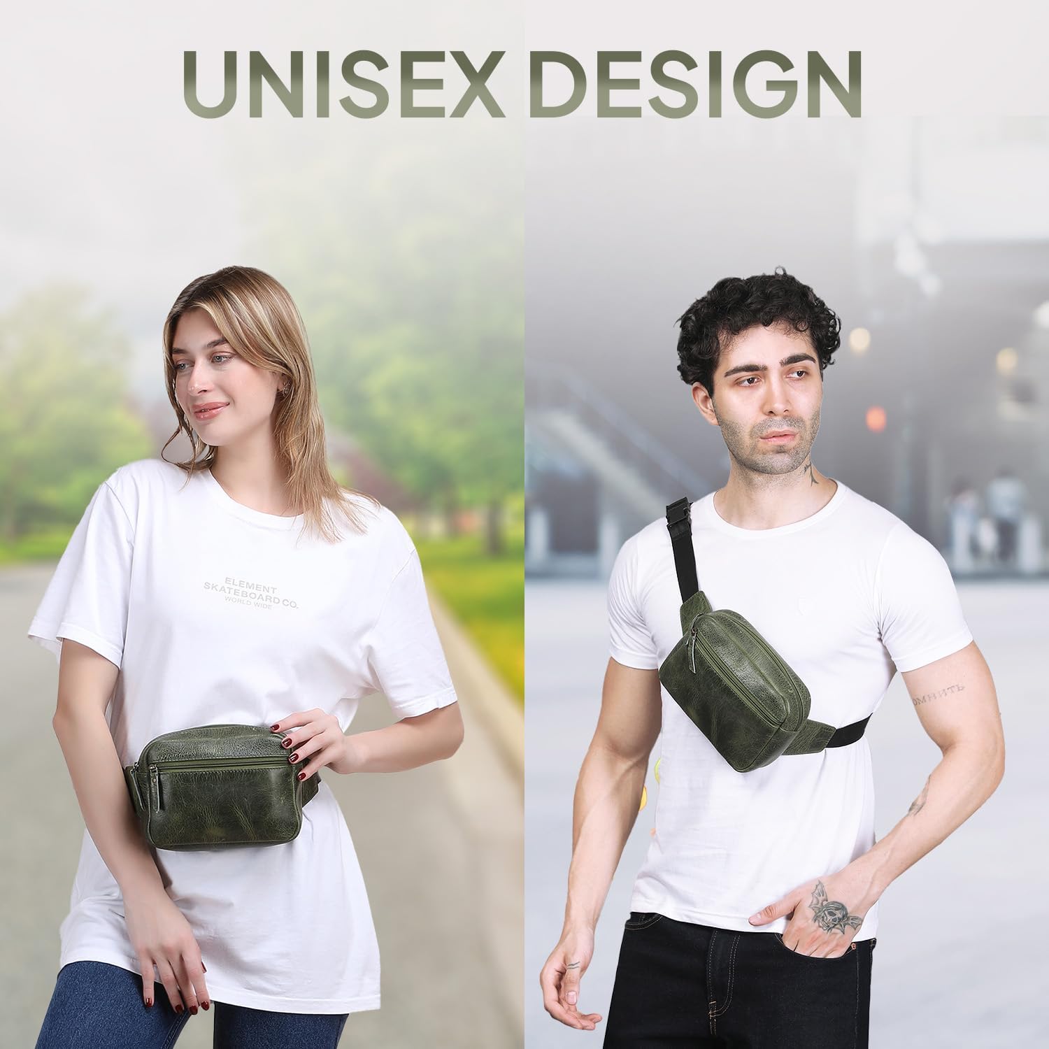 Leather Fanny Pack Crossbody Bag (8x5x3) - Multi-Pocket Waist Bag with Adjustable Strap for Travel & Daily Use - Image 5