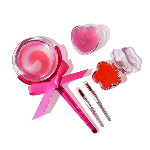 Miniatura 5 de M&U MAKE YOU UP Juego de brillo de labios para niñas, 11 piezas de cuidado de labios con helado y brillo labial en forma de piruleta