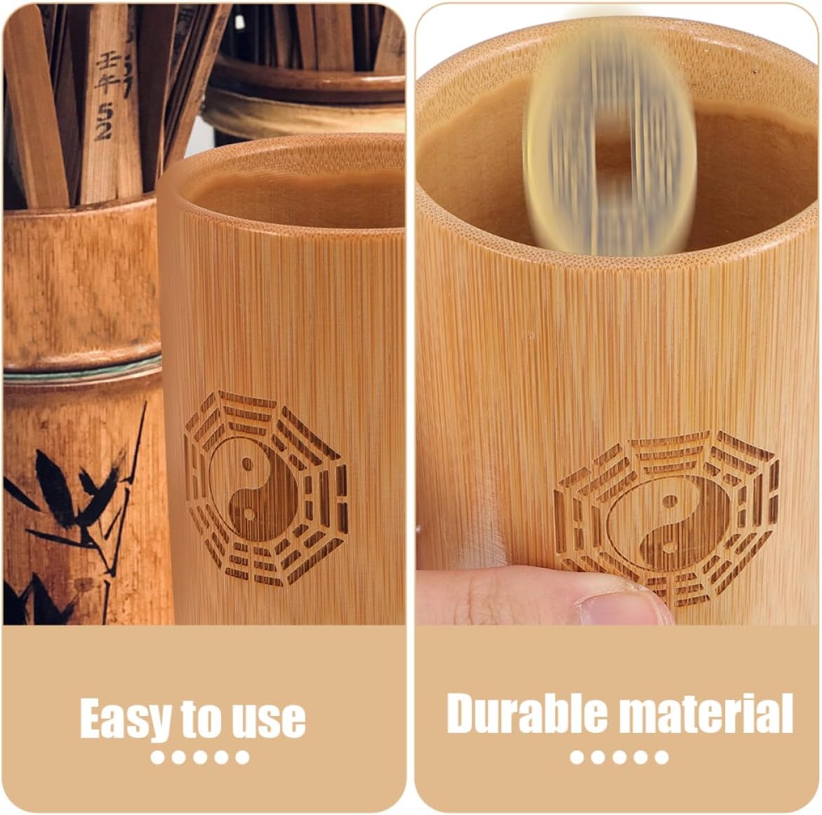 Hemoton Bamboo Tube Hexagram Tool Chinese Divination Coin Vintage Divination Prop Chinese Fortune Telling Toys