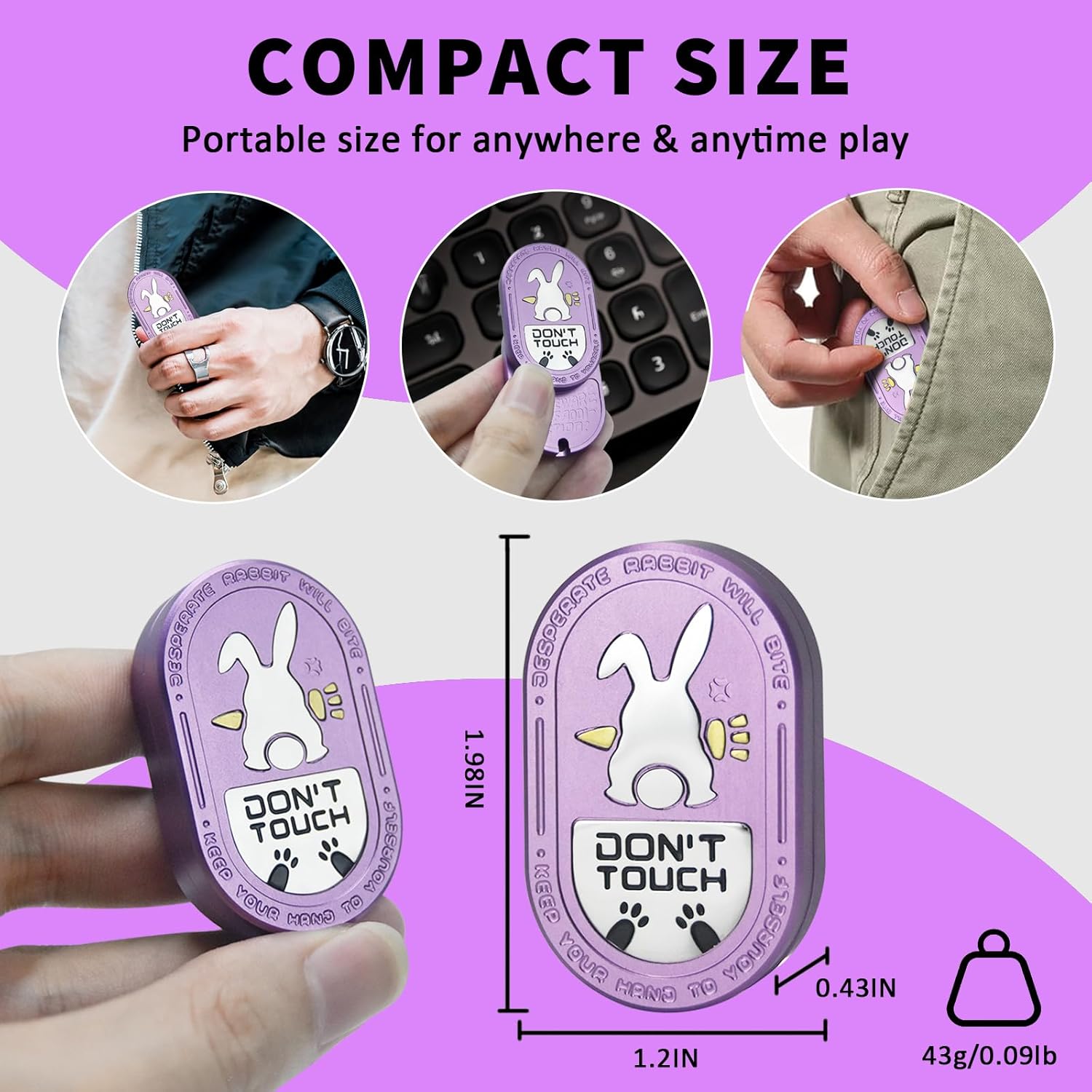 Rabbit Fidget Toys for Adults - Mechanical Fidget Slider with Ratchet-Like Sound & Haptic Feedback, Office Executive Desk Toys for Stress & Anxiety Relief (Aluminum Purple)