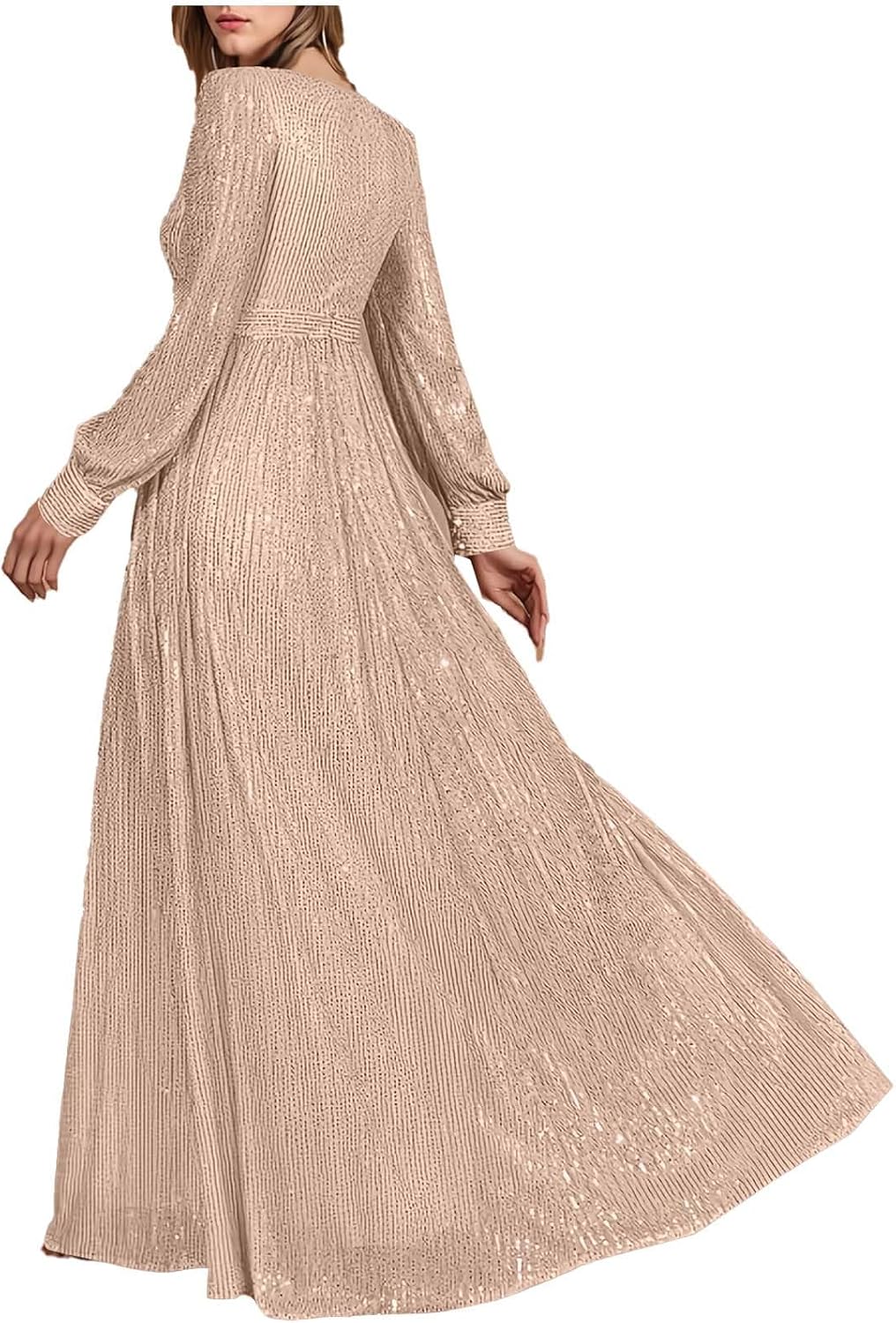 Women's Sequin Cocktail Dresses Trendy Wrap V Neck Sparkly Glitter Homecoming Bridesmaid Wedding Guest Party Maxi Dress