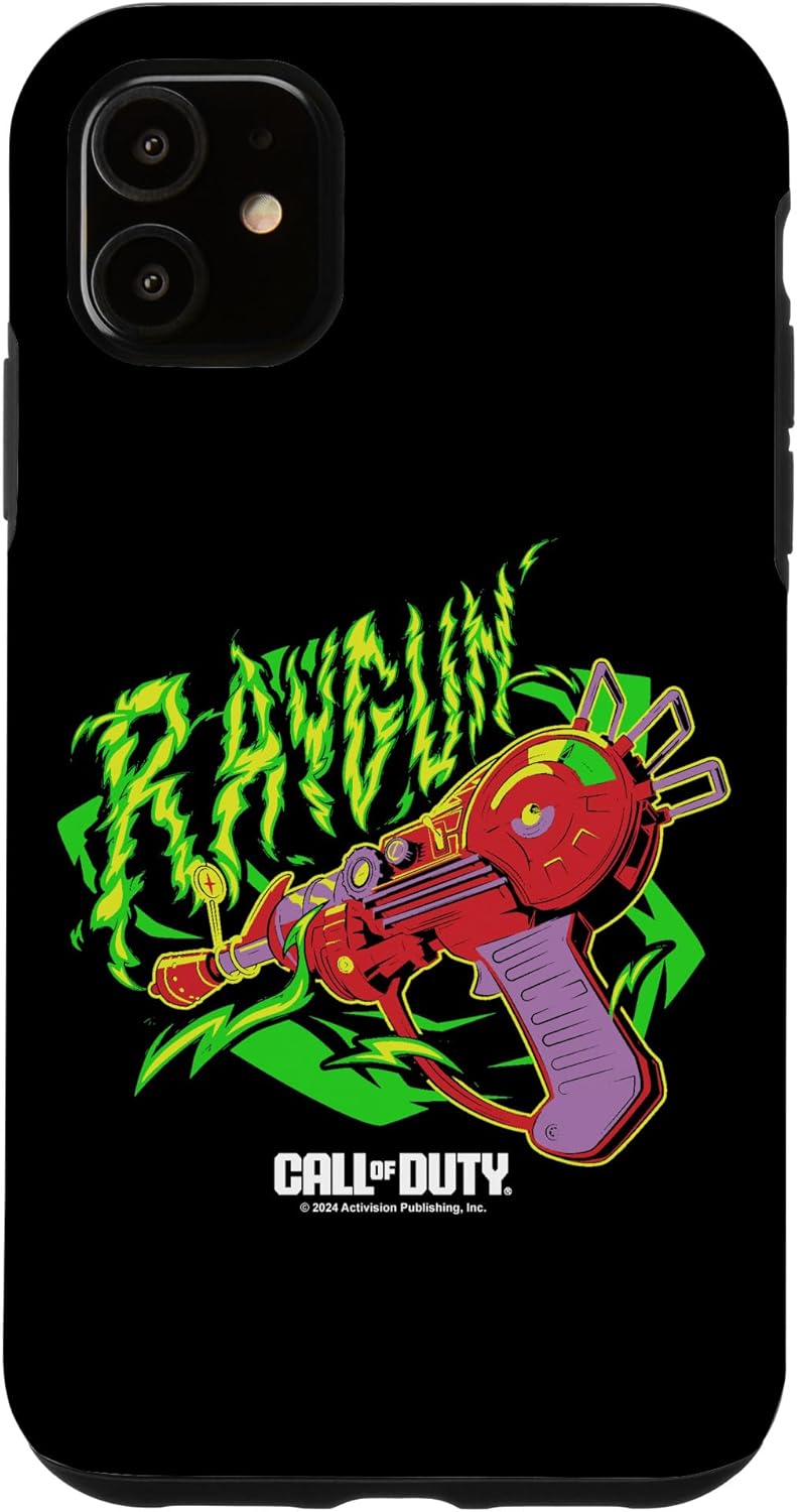 Call Of Duty RayGun Neon Green Fire Retro Logo Case for iPhone 15