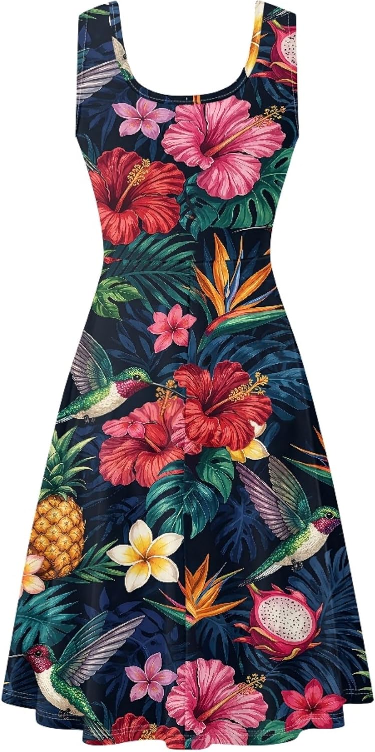 TOADDITDO Womens Summer Sleeveless Tank Dress with 2 Side Pockets XS-4XL Plus Size