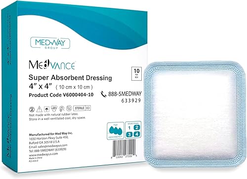 Miniatura 1 de MedVance Apósito superabsorbente, almohadillas no adhesivas para el cuidado de heridas, úlceras por presión y quemaduras de 12 grado, absorción de