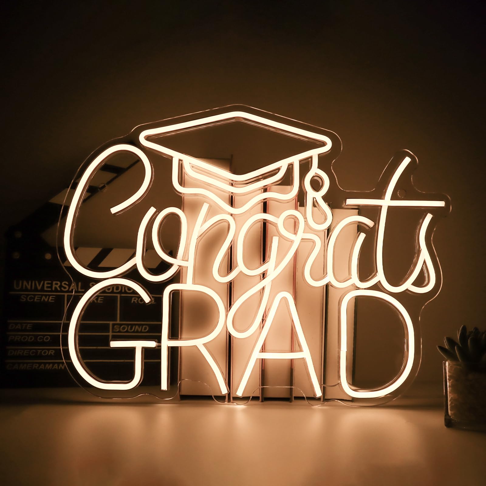 Jesalah Congrats Grad Neon Sign 2025 - USB Warm White Graduation Decor for Backdrop, Dorm, Prom Night