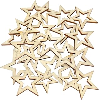 300 Piezas Estrella Decorativa de Madera,Estrellas Madera Manualidades, Mini Rebanadas de Estrellas de MaderaDiseño Hueco Único, Adecuado para Decoración del Hogar, ManUalidades,Fiestas, (1/2/3) cm