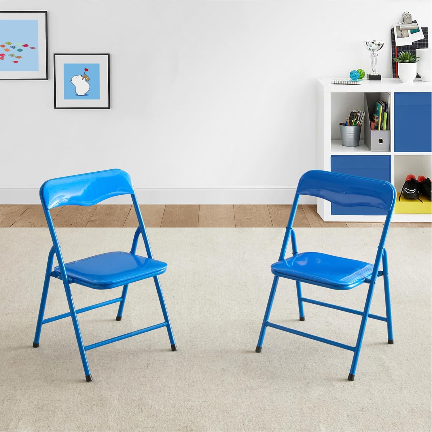 Heritage Kids Padded Folding Chair for Kids, Set of 2, Blue, Ages 3+