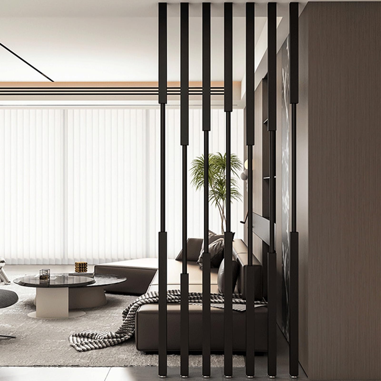 オフィス装飾柱プライバシーパーティション | 5/8個のスクリーンポスト天井から床までドリル不要 | リビングルーム寝室玄関セミプライベート座席カフェ(5pcs-A,120cm)