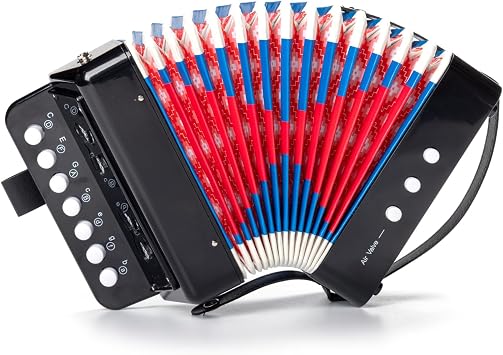 Eavnbaek Beginner Accordion, 10 Keys Button Control Beginners Accordions Musical Instruments for Student Beginners Accordian Lightweight 7 Key 3 Bass Mini Acordeon Acordeones Boys Girls Gifts Black