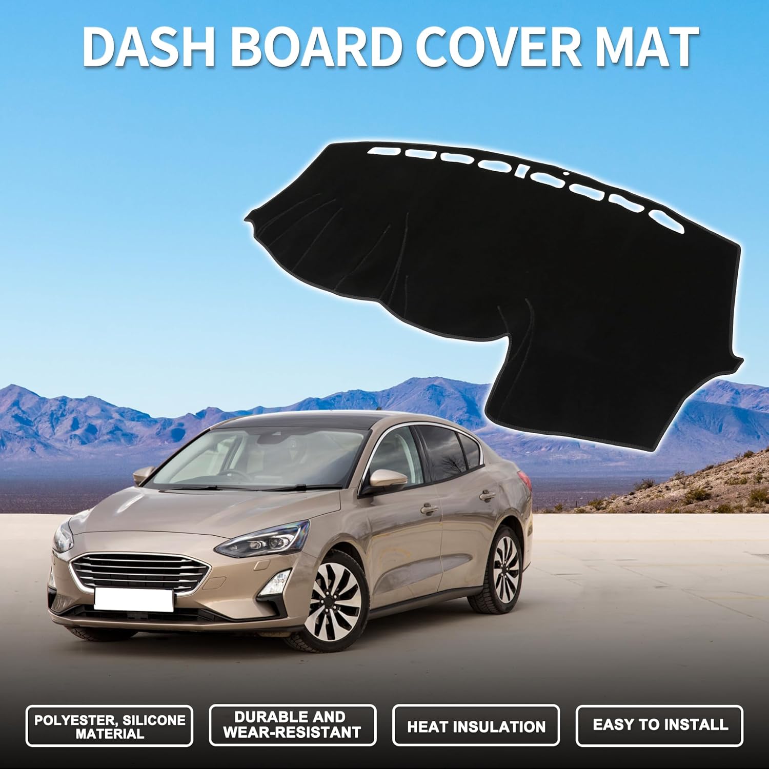 Dash Cover Lower Configuration W/o Audio for Ford Focus 2012-2018 Non-Slip | Center Console Dashboard Cover Mat Black 1 Pcs