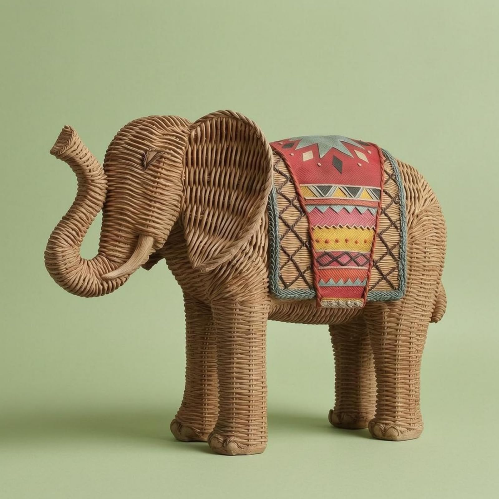 Elephant Sculpture Estatua Figura Ornamento Decoración de Mesa en Resina con Textura Entrelazada y Forma Equilibrada Adecuada para Salón Pasillo Estudio, Grande 34 16 25cm