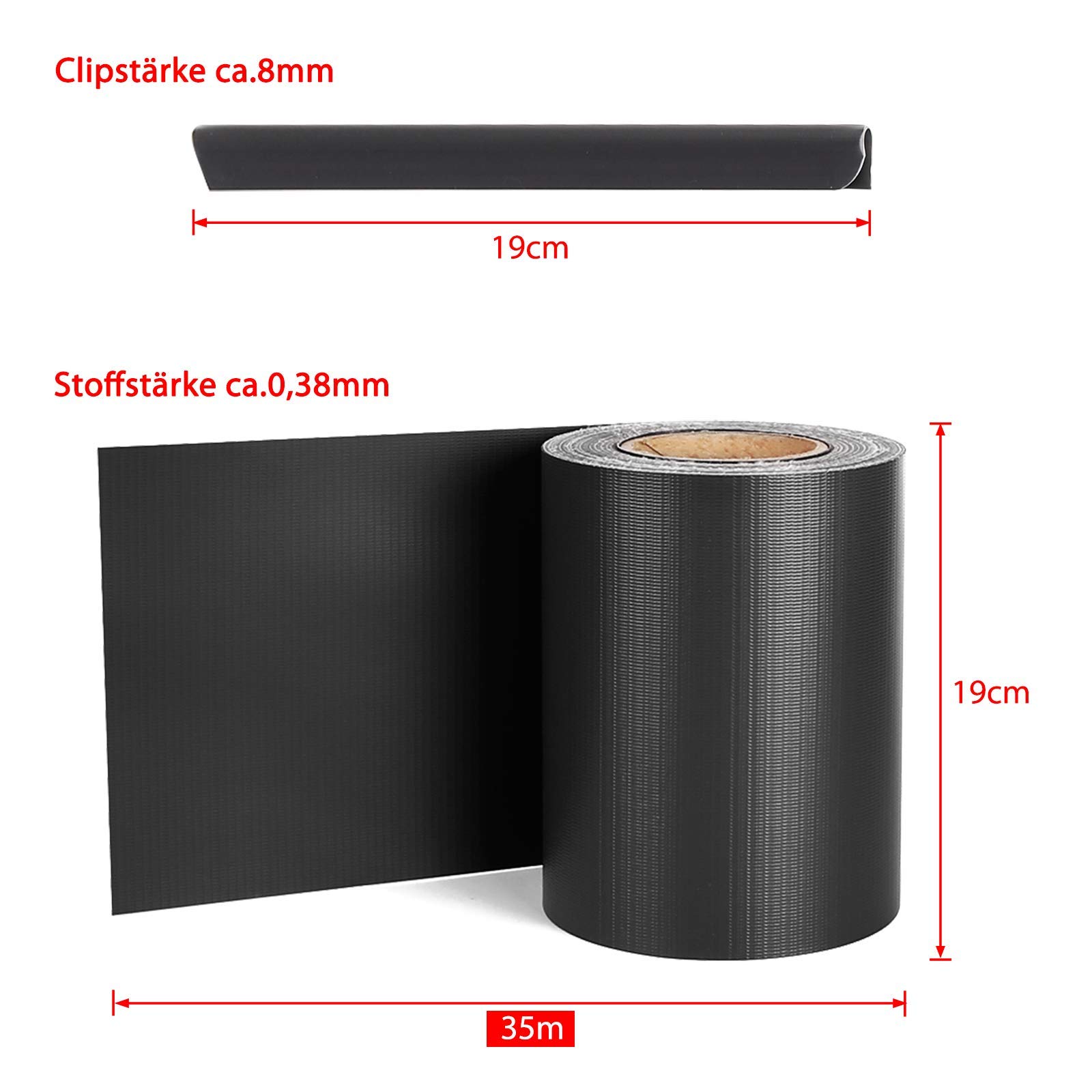 Aufun PVC Frangivista per Recinzione Giardino 70m x 19 cm Schermi divisori e protettivi per Giardino, 450 gsm PVC Paravista con 40 Clip per Recinzioni, Oscurante, Giardinaggio, Antracite
