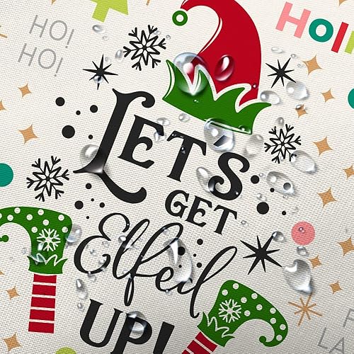 Miniatura 3 de Cortina de ducha con árbol de Navidad, bosque de invierno, lindo diseño de dibujos animados, copos de nieve, para baño, naranja y negro, inicia