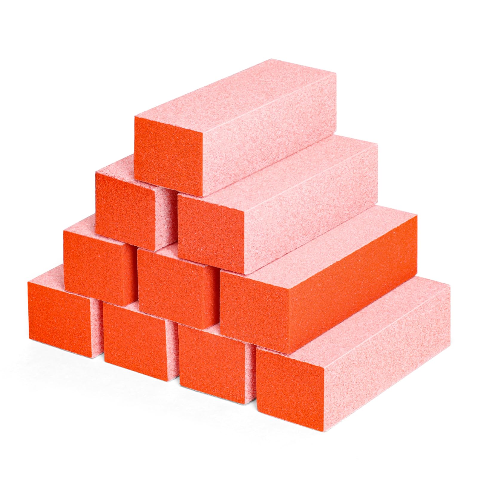 GazePlus Nail Buffer Block, Coarse Grit 80/80/100, 3.5" Long, 3 Way Buff for Acrylic Nail Gel Polish Nail, Pedicure, Manicure 10 Count, Orange