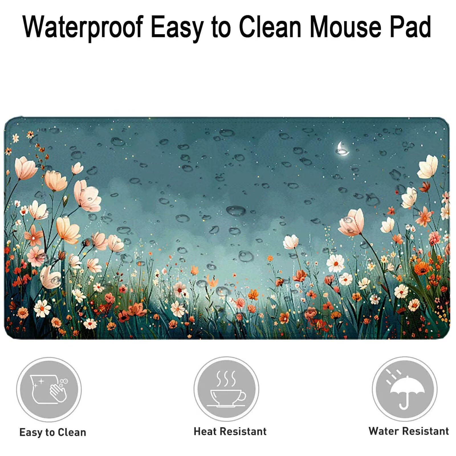 Verde Alfombrilla Ratón Paisaje Alfombrilla Gaming XXL (1500 x 800 x 3 mm), Impermeable Mouse Pad con Bordes Cosidos Tapete Escritorio con Base de Goma Antideslizante para Gaming, Oficina -zzg2505W2