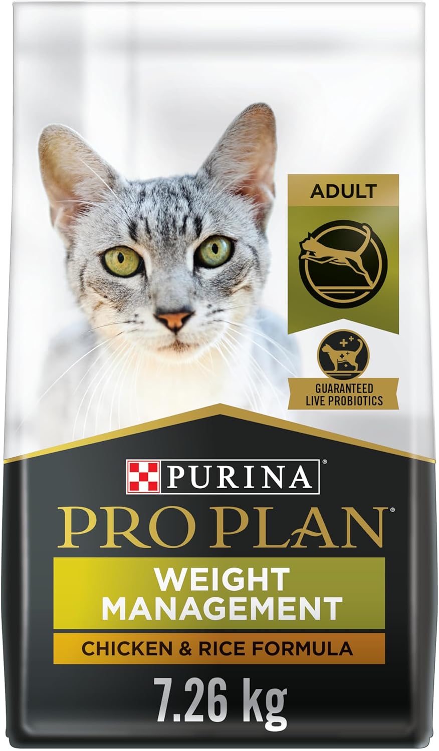 Pro Plan Dry Cat Food, Weight Management, Chicken & Rice 7.26KG