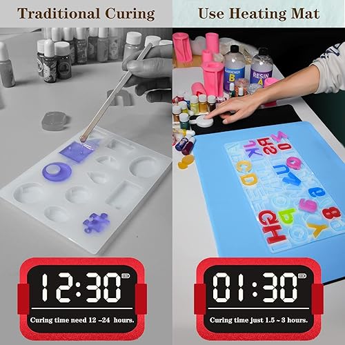 Miniatura 3 de Alfombrilla térmica de resina, grande con alfombrilla de silicona, 23.6 x 14.2 pulgadas, máquina de curado rápido de resina de 85 W con temporizador
