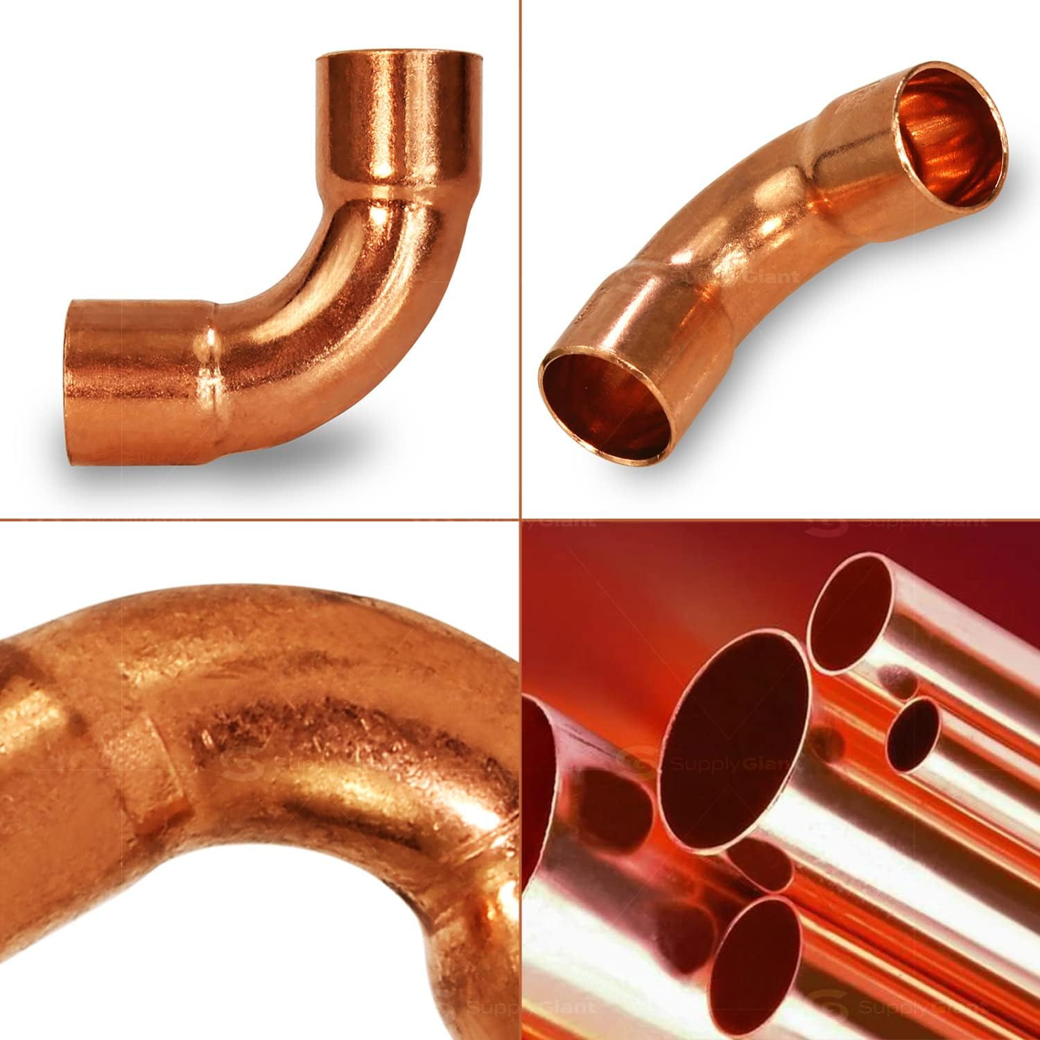 Supply Giant DDMU0100-5 90 degrees Long Turn Sweat Elbow Copper Fittings, 1