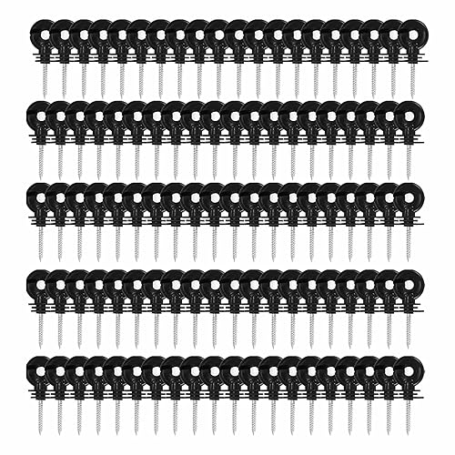 100 aislantes eléctricos negros para cerca aislador de poste de madera aisladores de anillo de rosca para cercas de animales de granja accesorios