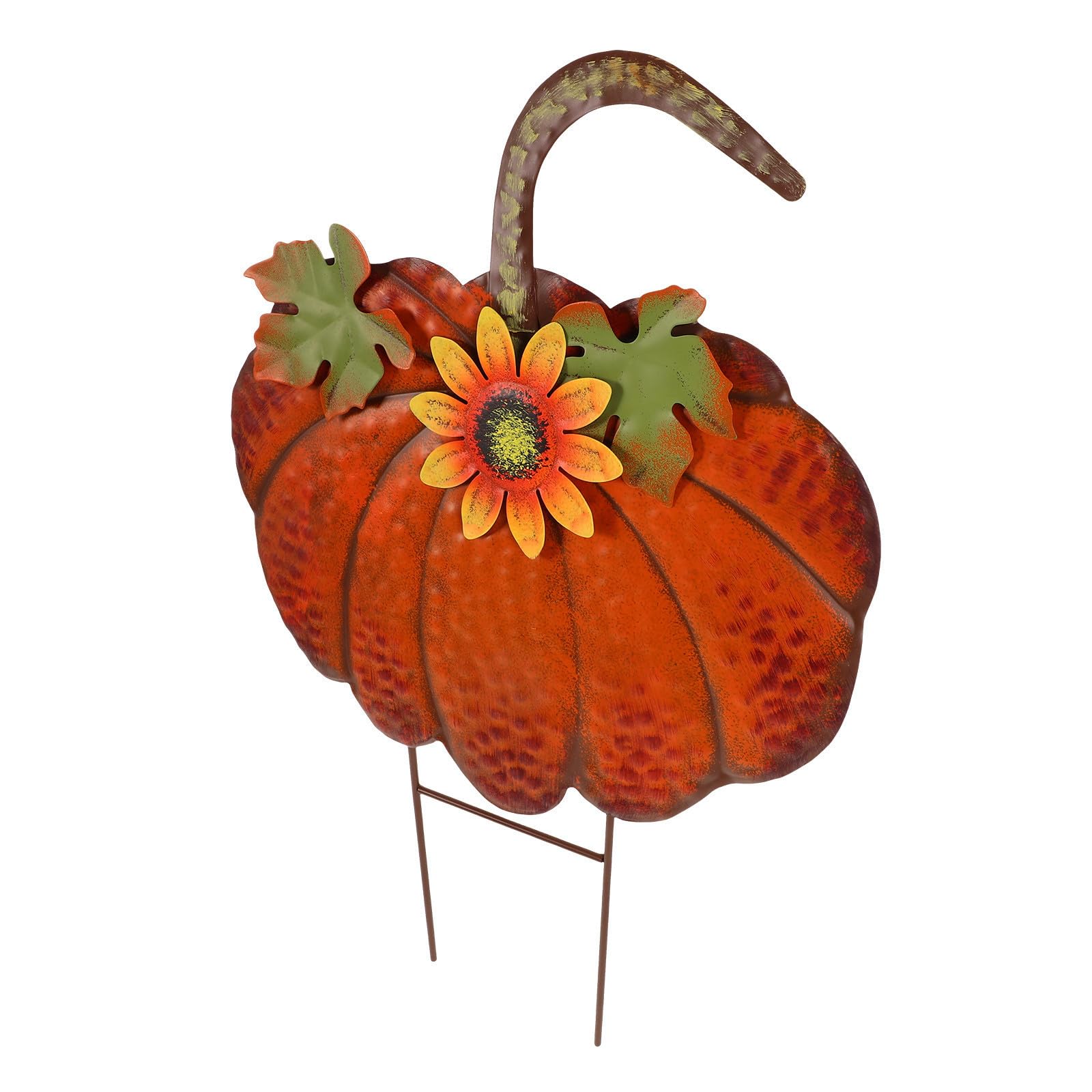 Piquet de jardin citrouille en fer : panneau stable qui résiste au vent d'automne
