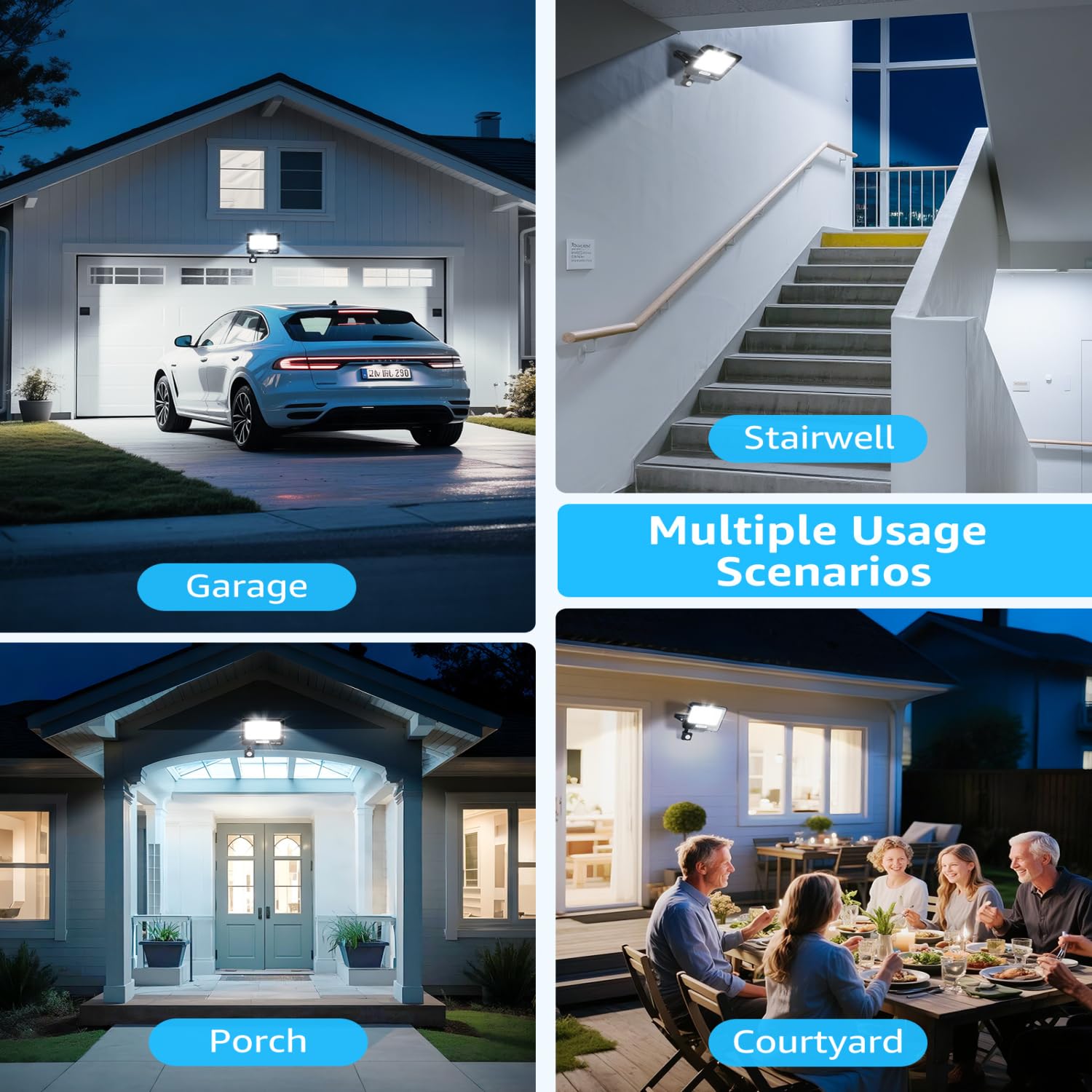 Aigostar- 50W Foco LED con Sensor Movimiento, Super Brillo Focos Exterior, 4600LM, Blanco Frío 6500K, IP65 Impermeable, Proyector LED Exterior, Perfectas para Jardín, Garaje, Patio, Paquete de 8