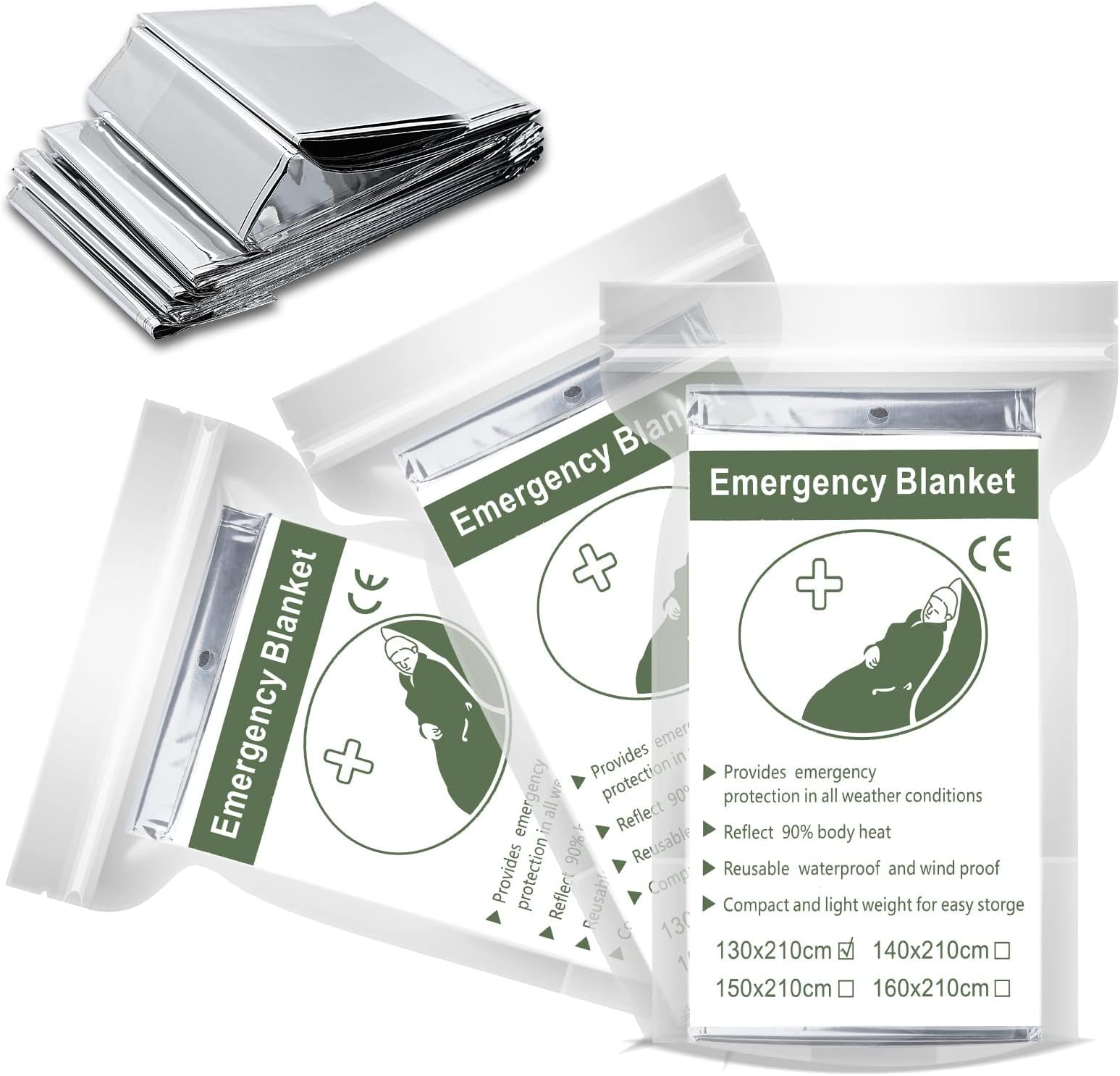 COOLBABYYLY046 Emergency Mylar Thermal Blankets, Designed for Outdoors, Survival Reflective First Aid Foil Blanket