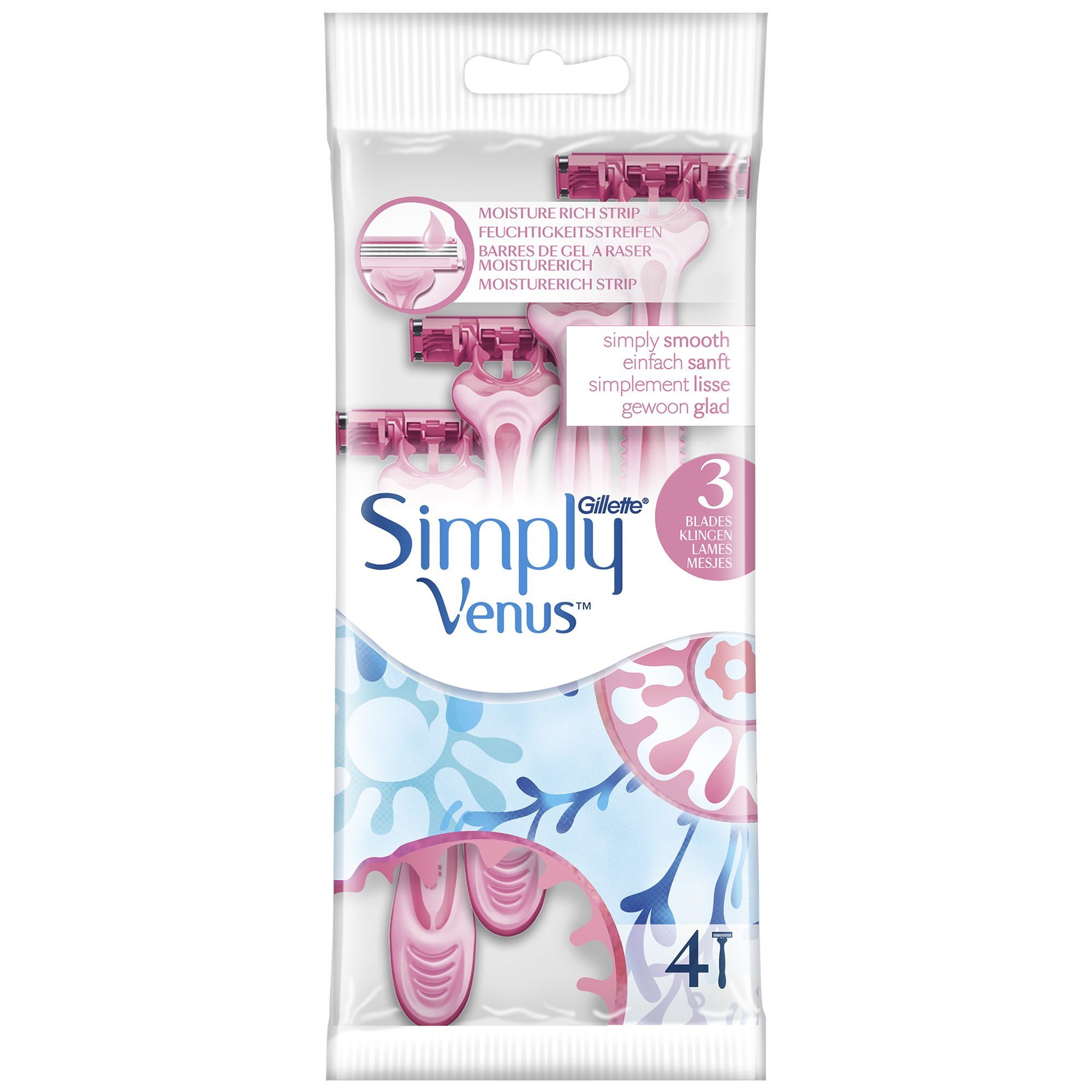 GilletteSimply Venus 3 Disposable Women's Razors, 4 Razors