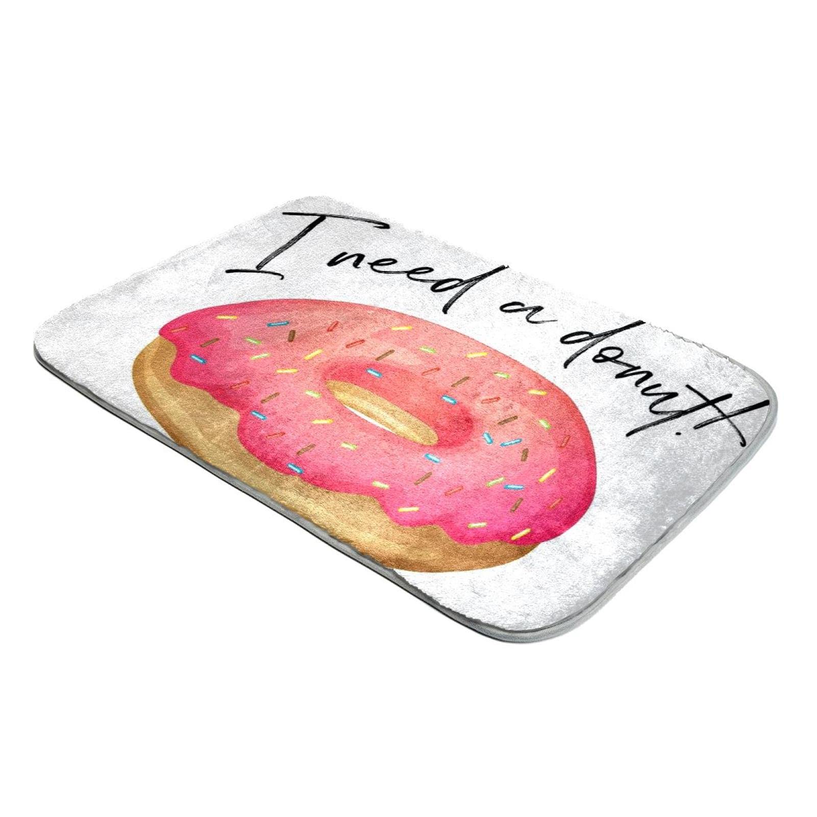Tapis à poils longs rose en fausse fourrure premium et motif donut chic