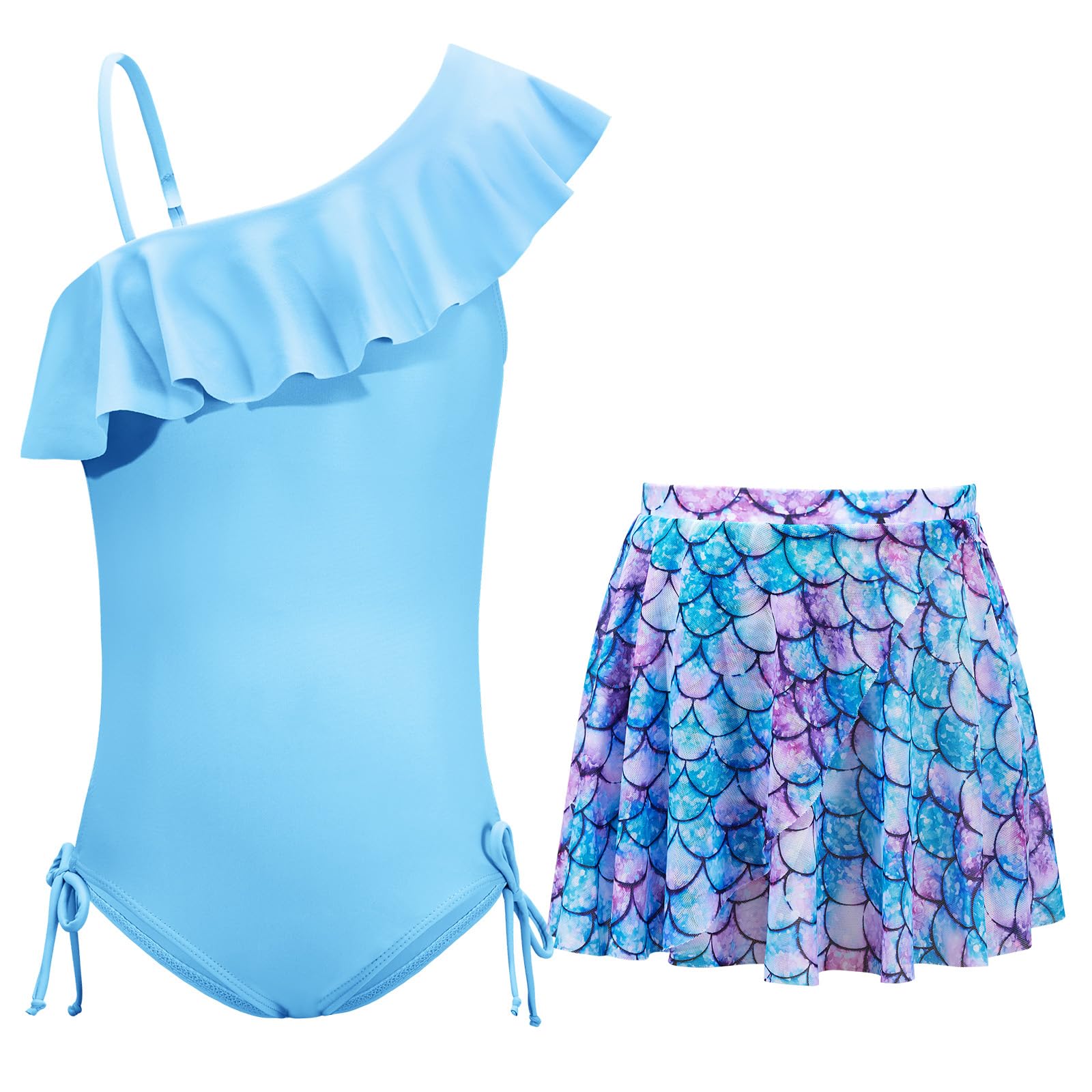 Naiyafly Bañador de una pieza para niñas con falda de malla traje de baño