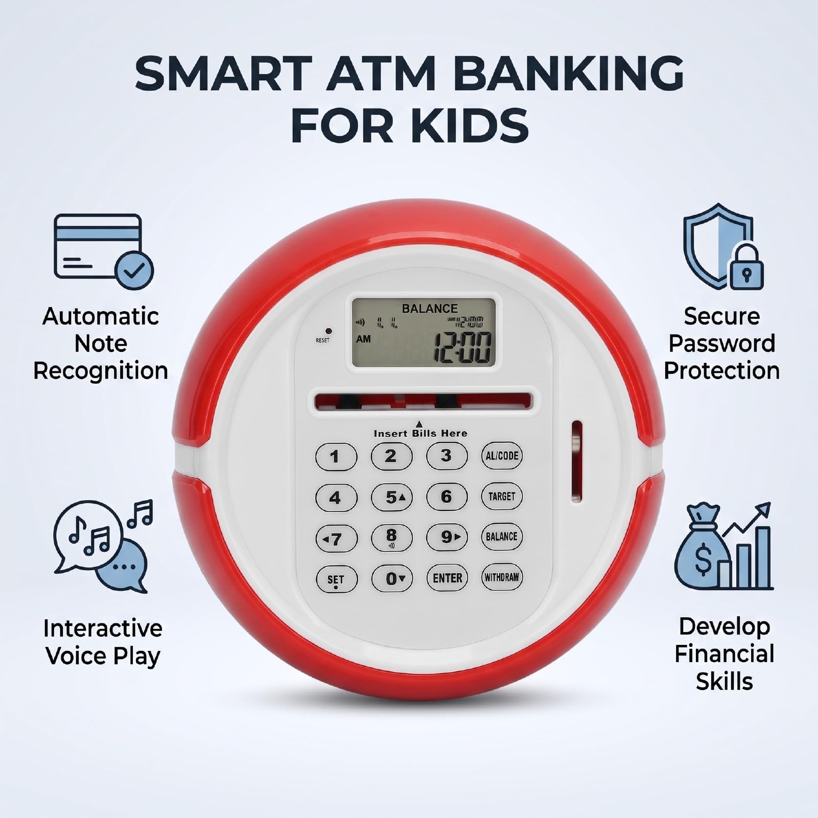 Annadue Tirelire ATM, Coffre-Fort par Mot de Passe pour Les Enfants à