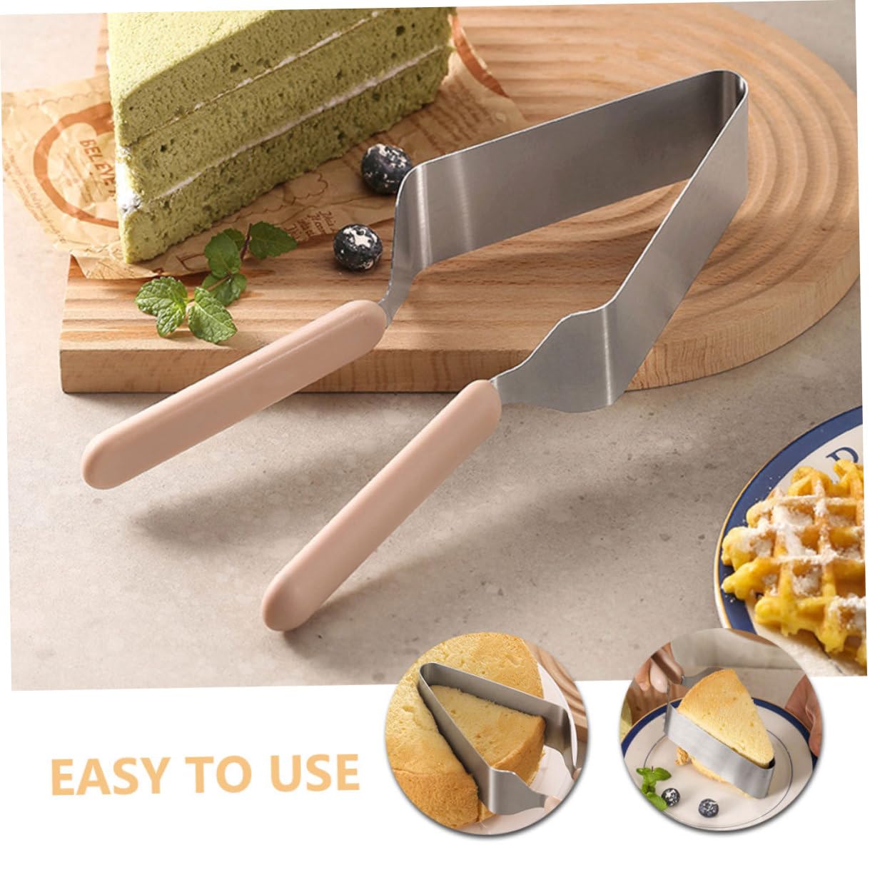 NUOBESTY Pince à Gâteau pour Transfert et Séparation de Parts en Acier Inoxydable 4pcs Outil de Découpe Solide et Facile à Utiliser lors de Mariages et Petits-déjeuners
