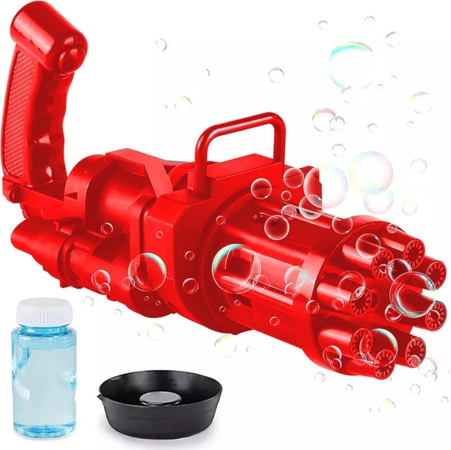 VGRASSP Bubble Launcher Machine Gun Toy | 8 Hole Bubble Maker for Kids with Soap Solution | Portable Handheld Blaster Toy | Indoor and Outdoor Use | Electric Gatling Gun - Color As Per Stock