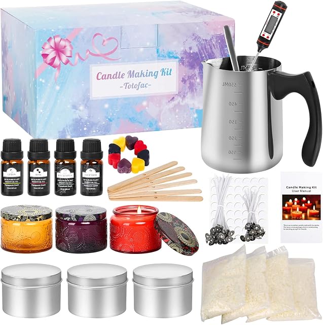 Candle Making Kit,Candle Beginners DIY Starter Set to Create Large Scented Candle,Pouring Pitcher Candles Art and Craft Supplies