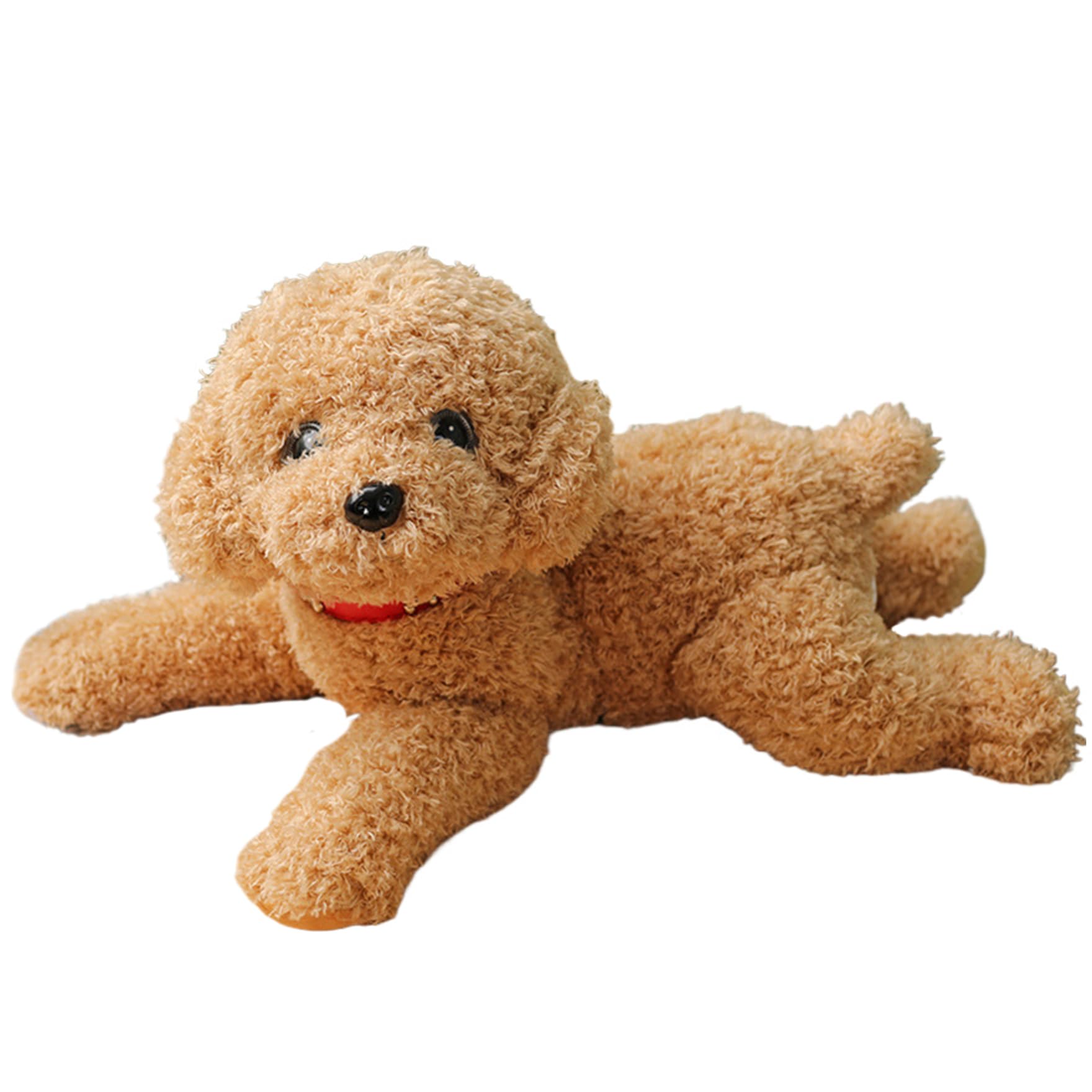 Hundeplüsch, süßer, lebendiger Teddy-Hund, Paarungsspielzeug, 35, 6 cm, mit Baumwolle gefülltes Plüschtier mit Halsband, dekorativ gefüllt für Couch, Sofa, Bett, Beige.