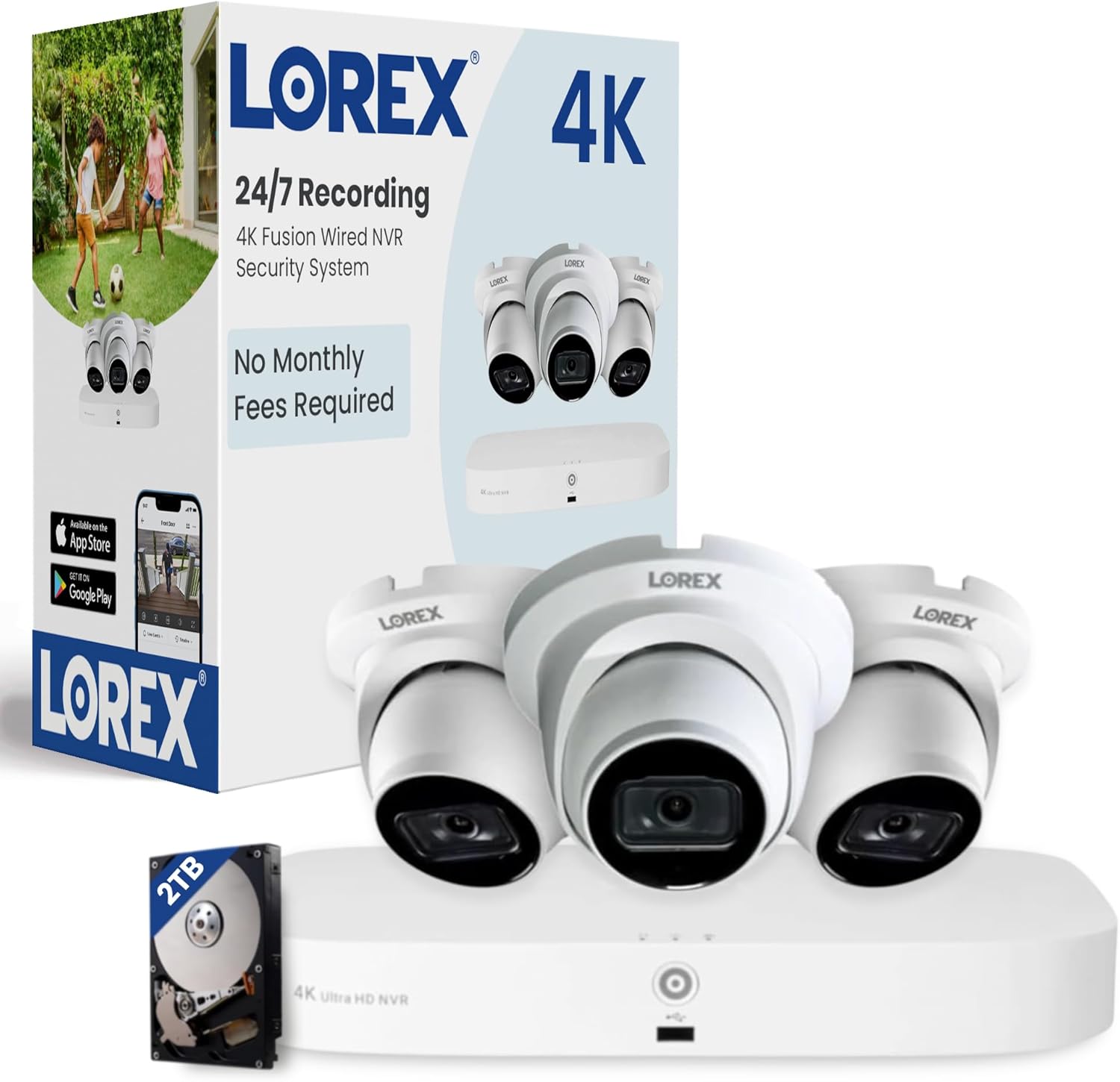 Lorex Fusion 4K PoE Outdoor/Indoor Smart Home Security Camera System, 2TB NVR, White – 3 Dome IP Cameras, 16 Channel (8 Wired & 8 WiFi) Surveillance, Human/Vehicle Detection, Color Night Vision… Lorex Fusion 4K PoE Outdoor/Indoor Smart Home Security Camera System, 2TB NVR, White – 3 Dome IP Cameras, 16 Channel (8 Wired & 8 WiFi) Surveillance, Human/Vehicle Detection, Color Night Vision…