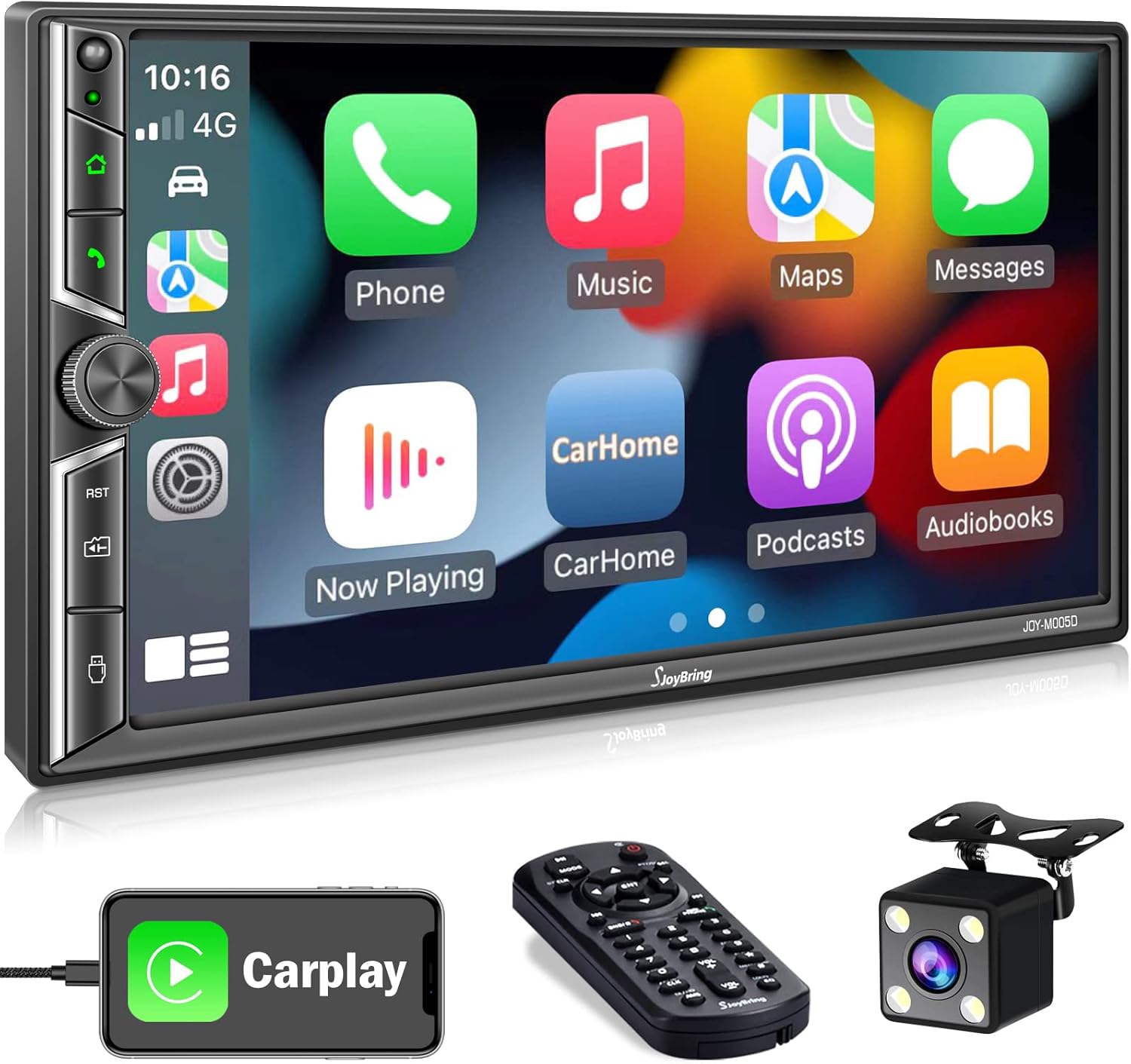 SjoyBring Double Din Car Stereo with Voice Control CarPlay