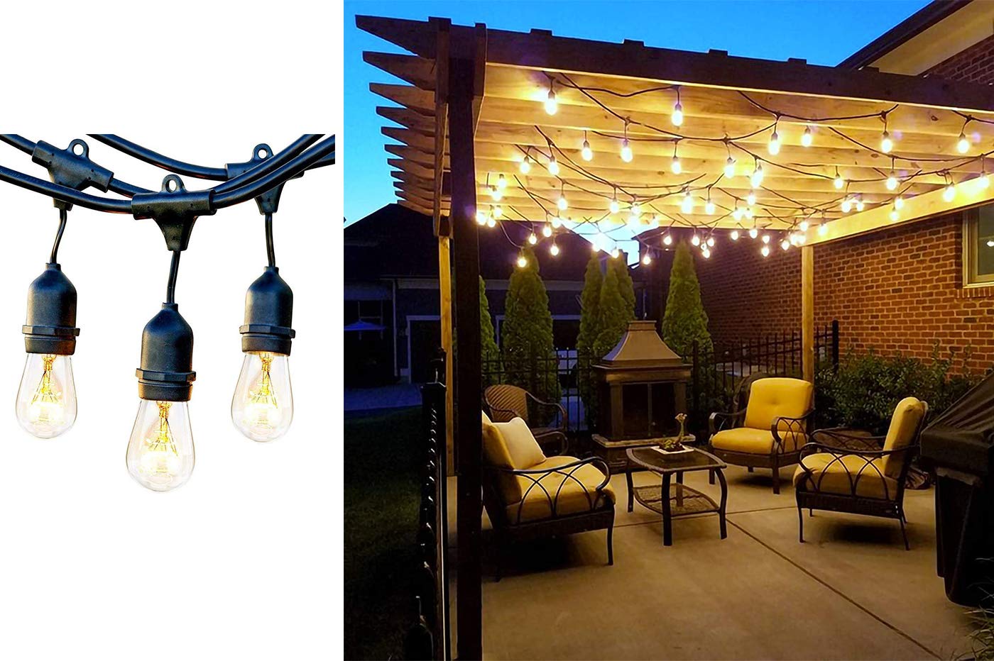 Catena Luci Magnetiche C9 Da 7,6m Con 25 Lampadine LED Infrangibili Per Esterno - Bianco Caldo, Design Brevettato