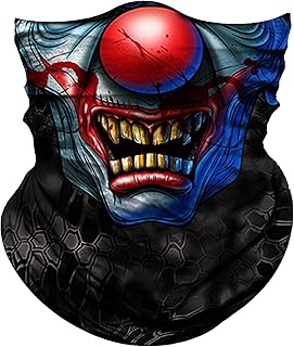 Obacle Face Mask Half for Dust Wind UV Sun Protection Seamless 3D Tube Mask Bandana for Men Women Durable Thin Breathable Tube Mask Motorcycle Riding Bike Sports (Clown Light Blue Face Big Red Nose)