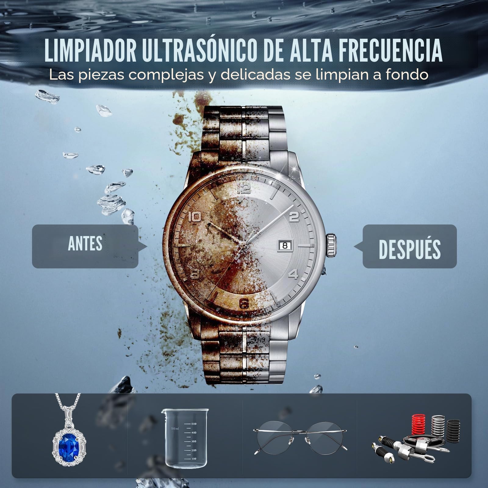 VEVOR Limpiador Ultrasónico 10 L Máquina de Limpieza Ultrasónica Profesional de 300 W con Temporizador y Calentador 40 kHz con Cesta para Piezas de Armas, Balas, Suministros Militares
