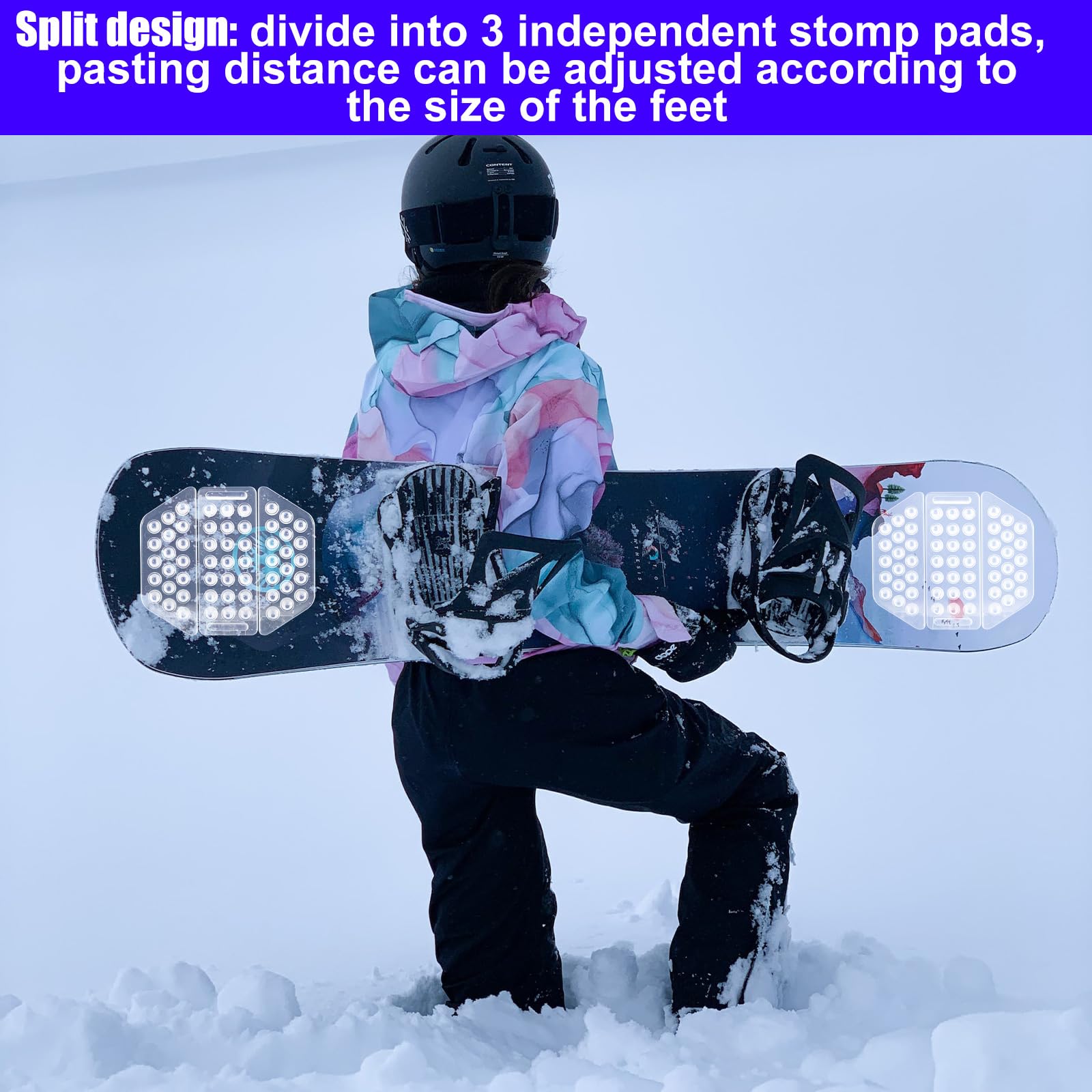 LUTER 6 Pièces Pad Snowboard Antidérapant, Transparents Patins de Grip pour Snowboard Antidérapants Auto-Adhésifs Patins à Pointes Offrent une Adhérence Supplémentaire pour le Snowboard Hommes Femmes