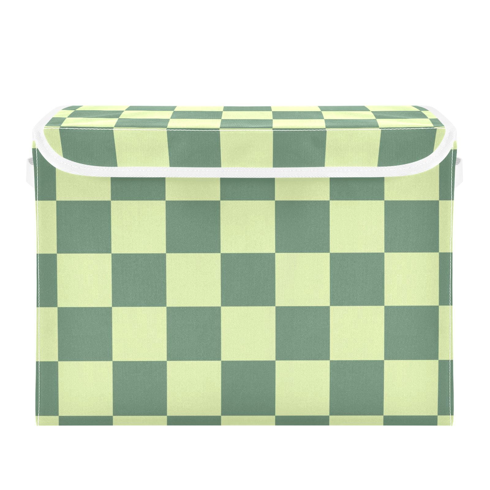 Boîtes de rangement pliables avec couvercle Buffalo Plaid vert foncé Mnsruu pour placard