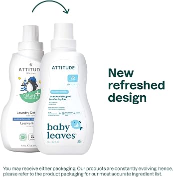 ATTITUDE Baby Laundry Detergent Liquid, EWG Verified, Safe for Baby Clothes, Infant and Newborn, Vegan and Naturally Derived Washing Soap, HE Compatible, Soothing Chamomile, 35 Loads, 1.04 Liters